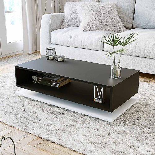 Mesa Ratona Rectangular Con Base 90cm Negro y Blanco