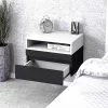Mesa de luz flotante con bandeja extensible 45 cm Negro y Blanco - Imagen 3