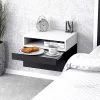 Mesa de luz flotante con bandeja extensible 45 cm Negro y Blanco - Imagen 2