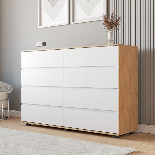 Cómoda 8 Cajones Dormitorio 140x92x40 Cm