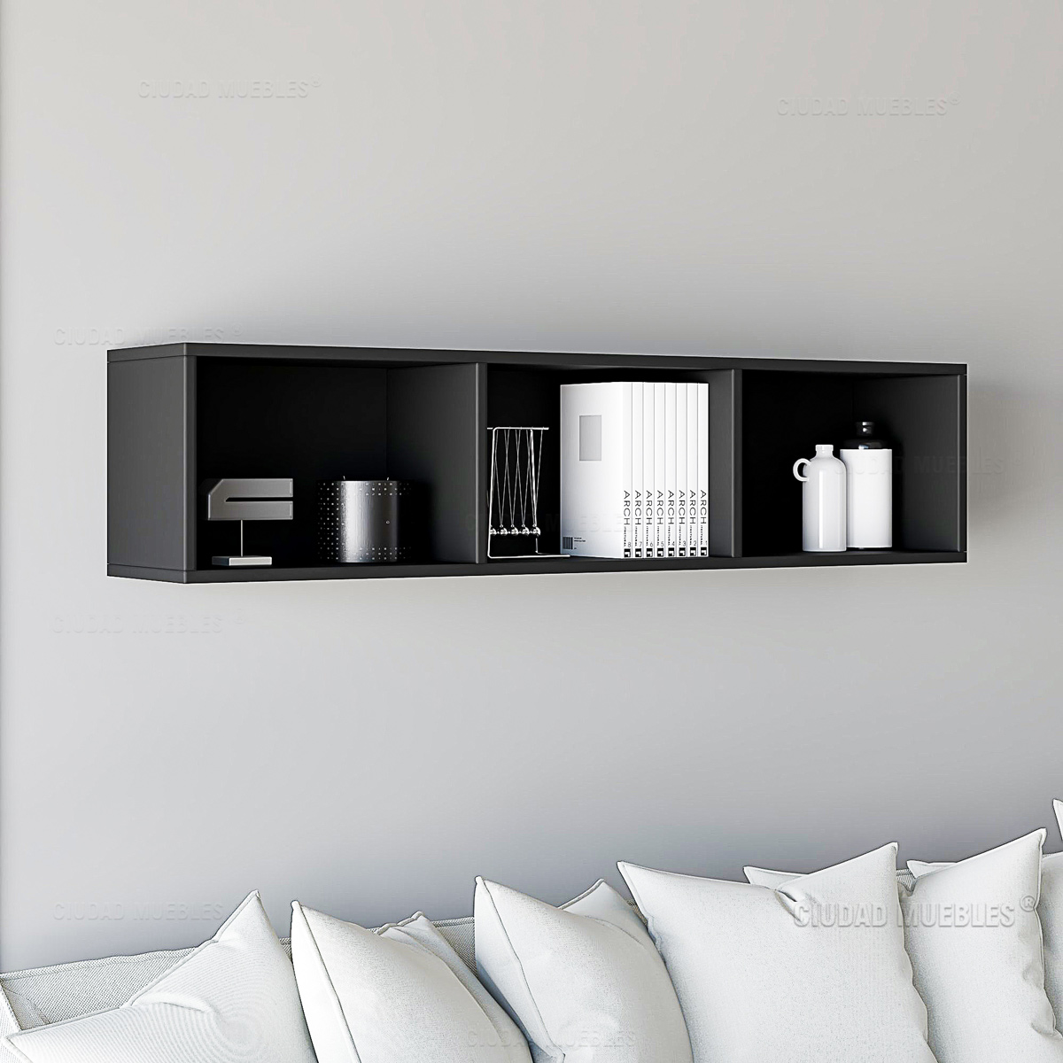 Repisa Modular Flotante 120Cm Negro
