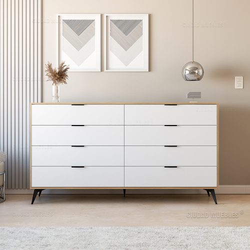 CÓMODA CON TIRADORES Y PATAS ALTAS