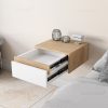 Mesa de luz flotante con cajón oculto y cerradura Blanco - Imagen 2