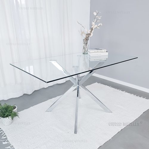 Mesa de Comedor Rectangular Vidrio 140cm 4-6 Personas