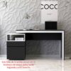 Escritorio moderno Ciudad Muebles negro y blanco con archivero reversible, cajón con correderas telescópicas y tapa con cantos de PVC.