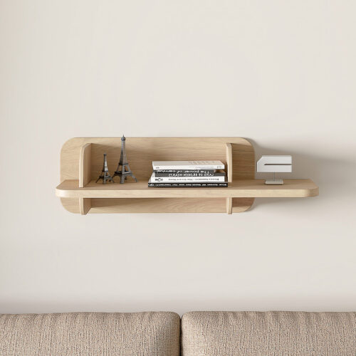 Repisa lloyd de 90 cm en color natural foto de frente del estante de melamina