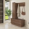 Mueble recibidor perchero con zapatero y asiento modelo Nube color nogal 120cm de Ciudad Muebles