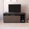 Mesa de TV 170 cm con Puertas y Estantes Negro y Nogal