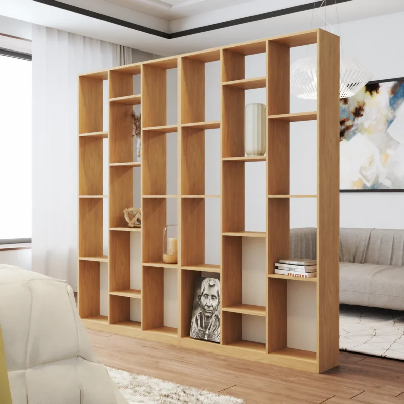 Divisor De Ambientes Estantería 100 Cm Natural y Blanco