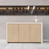 Vajillero Mueble Organizador con Puertas de 140 cm Natural y Blanco