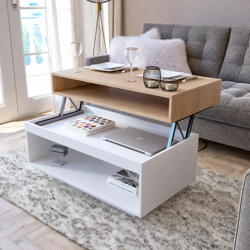 Mesa Ratona Elevable con Estante