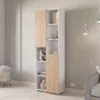 Biblioteca Moderna con 2 Puertas de 189 cm de Alto Blanco y Natural