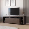Mesa de TV con Puerta Batiente de 190 cm Negro y Nogal