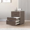 Archivero de oficina 4 cajones con cerradura y llave 46X57X45cm Gris Arcilla y Nogal