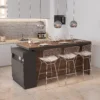 Mesa Barra Desayunador 6 Personas Con Guardado 215cm Nogal y Negro
