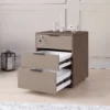 Archivero de Oficina con 3 Cajones, Llave y Cerradura Nogal y Gris Arcilla