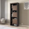 Biblioteca Meier Alta con Puertas de 185 cm Negro y Nogal