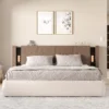 Respaldo Sommier King con Guardado Oculto y Pasacables 250 cm Nogal y Negro