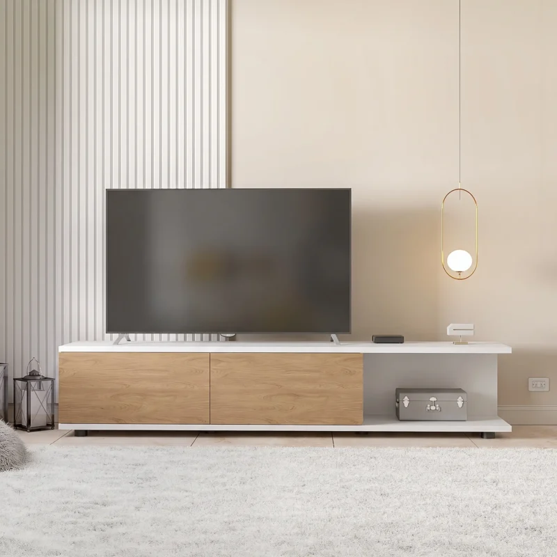 Rack de TV Tuna 200 cm Blanco y Natural