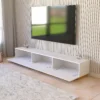Mesa de TV Baja Minimalista de 200 cm Blanco y Natural - vista 2