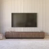 Mesa de TV Baja Minimalista de 200 cm Nogal y Negro